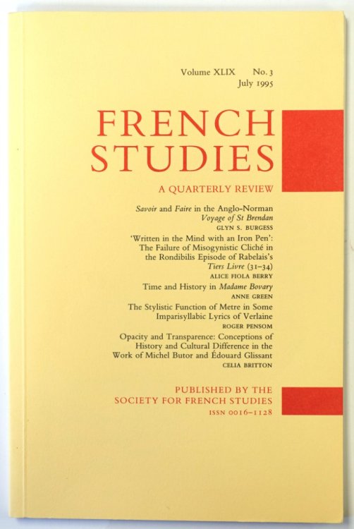 French Studies: A Quarterly Review: Vol. XLIX: No. 3: July 1995