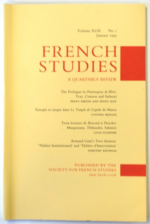 French Studies: A Quarterly Review: Vol. XLIX: No. 1: January1995