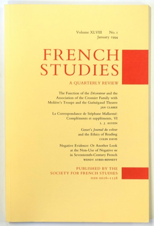 French Studies: A Quarterly Review: Vol. XLVIII: No. 1: January 1994