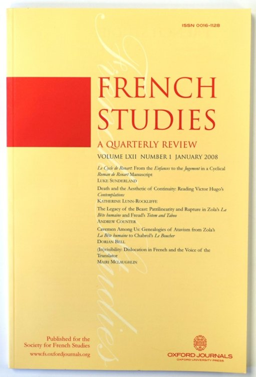 French Studies: A Quarterly Review: Vol. LXII: No. 1: January 2008