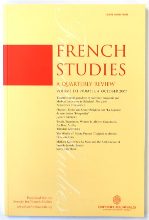 French Studies: A Quarterly Review: Vol. LXI: No. 4: October 2007