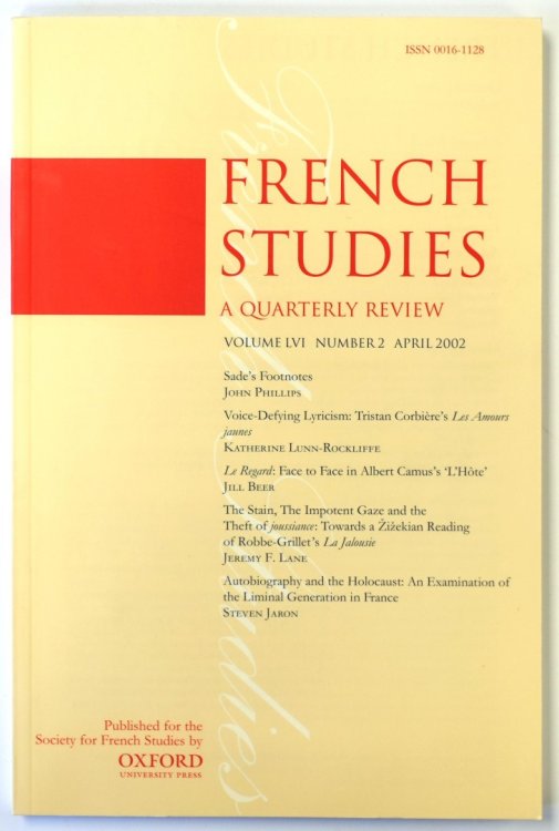 French Studies: A Quarterly Review: Vol. LVI: Number 2: April 2002