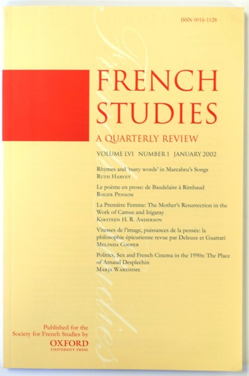 French Studies: A Quarterly Review: Vol. LVI: Number 1: January 2002