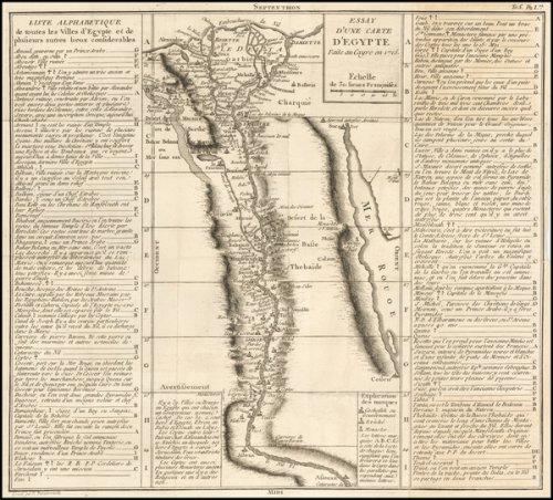 FOLD OUT MAP OF EGYPT as titled: Essay D'Une Carte D'Egypte faite au Care en 1715 avec 
