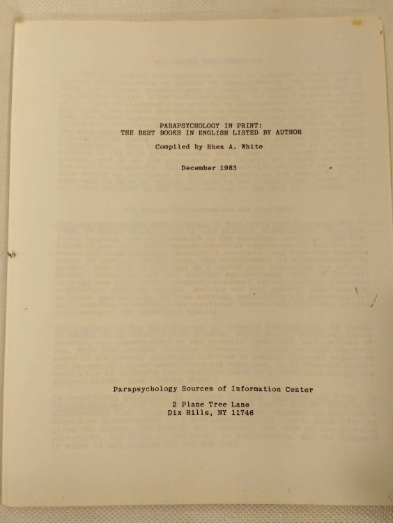 Parapsychology in Print: The best books in English listed by the author
