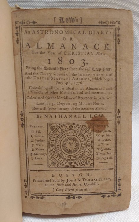 An Astronomical Diary or Almanack, for the Year of Christian Aera. [12 years bound together, 1803-1814]