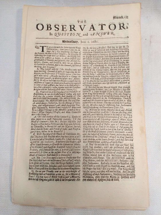 The Observator [14 original issues, 1681-1686, incomplete]