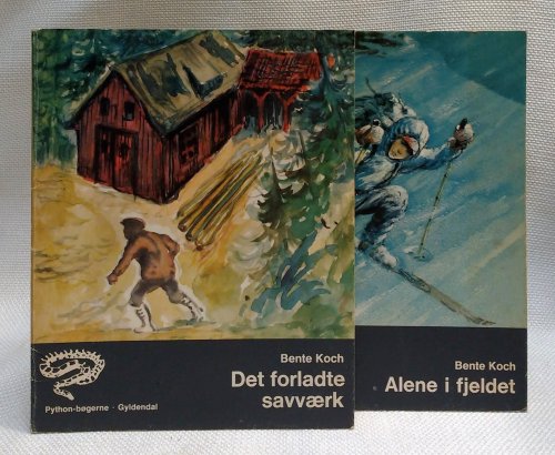 Bente Koch - 2 children's books by: Det forladte savvaerk ; Alene i fjeldet (1975) ,SIGNED