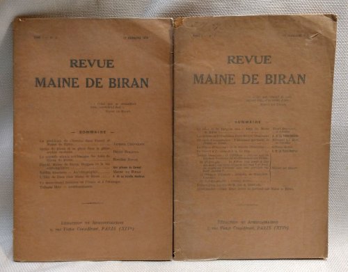 Revue Maine de Biran: Tome 1 - No. 1, Tome 1, No. 2