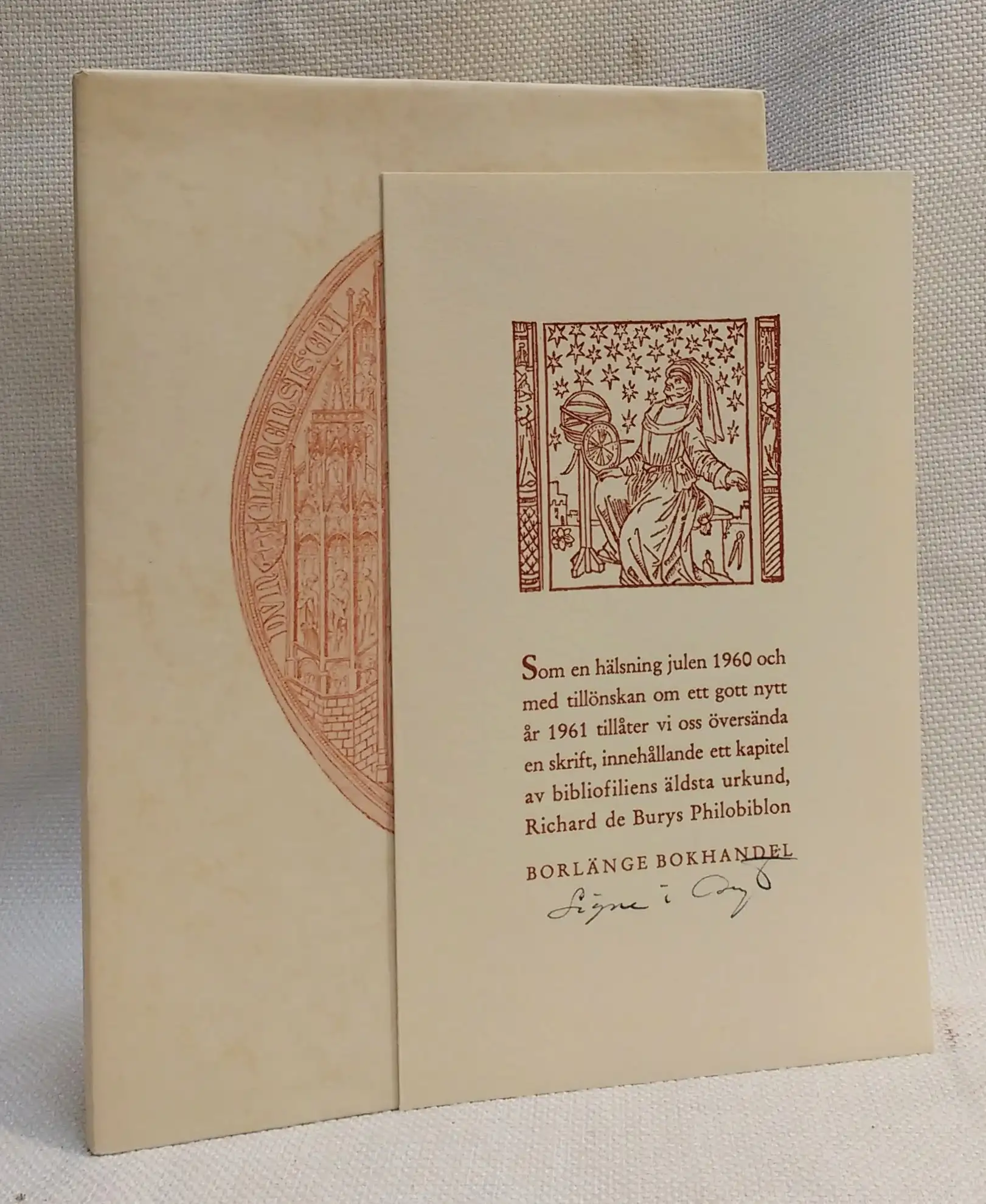 Philobiblon Dess Sjuttonde Kapitel [Publisher's gift book for Borlange Bokhandel, Stockholm]]