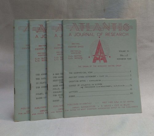 Atlantis: A Journal of Research (Vol. 10, no. 1 (November 1956); Vol. 10, no. 6 (September 1957); Vol. 11, no. 2 (January 1958); Vol. 14, no. 1 (December 1960) [Lot of four issues]