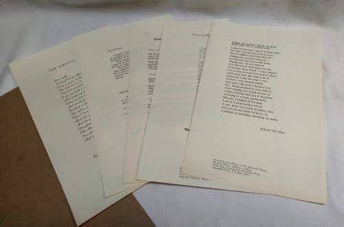 District of Mill Square/Tory Hill; Returning to the Country for a Brief Visit; Untitled / From the Wordbook; The Family; Poem Starting with Words Written on a Postcard [Lot of Five Broadsides from 1973 National Poetry Festival]