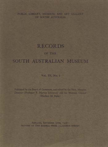 Records of the South Australian Museum Volume IV No 1