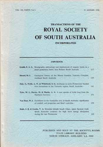 Transactions of the Royal Society of South Australia Vol 102 Parts 5 & 6 1978