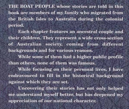 Boat People of the Empire: Australian History from a Family Perspective (Inscribed by Author)