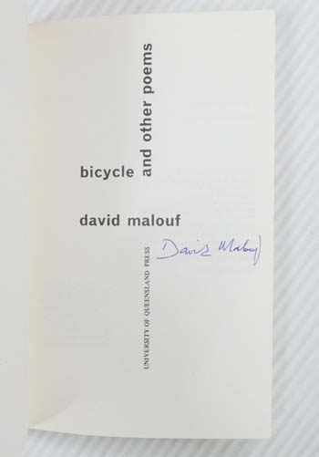 Bicycle and Other Poems . Paperback Poets 1 (signed by Malouf)