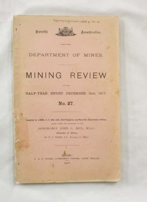 Department of Mines Mining Review Half-Year Ended December 31st 1917 No 27