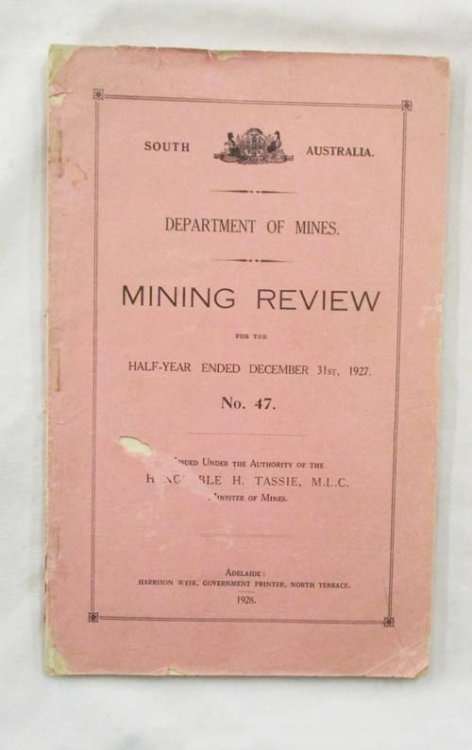 Department of Mines Mining Review Half-Year Ended December 31st 1927 No 47