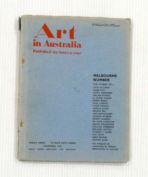 Art in Australia Melbourne Number ,Third Series December 1933 Number 53
