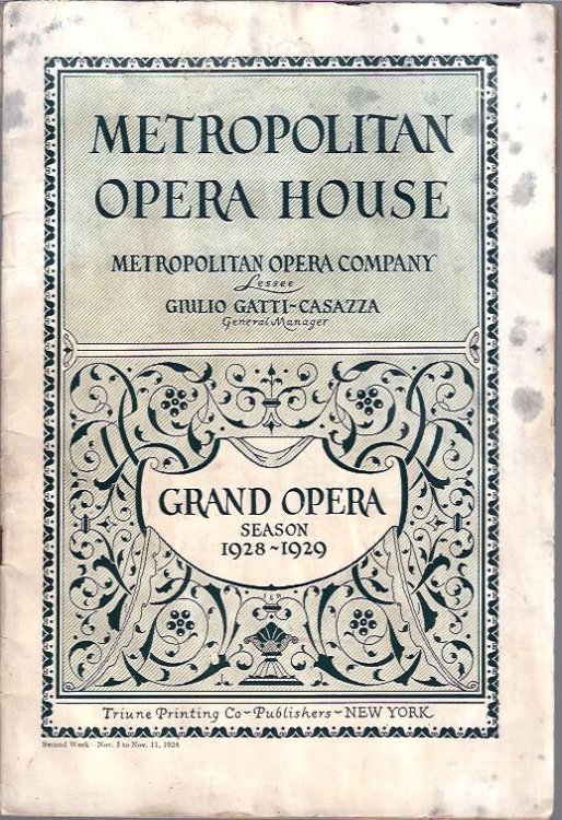 Grand Opera Season, 1928 - 1929