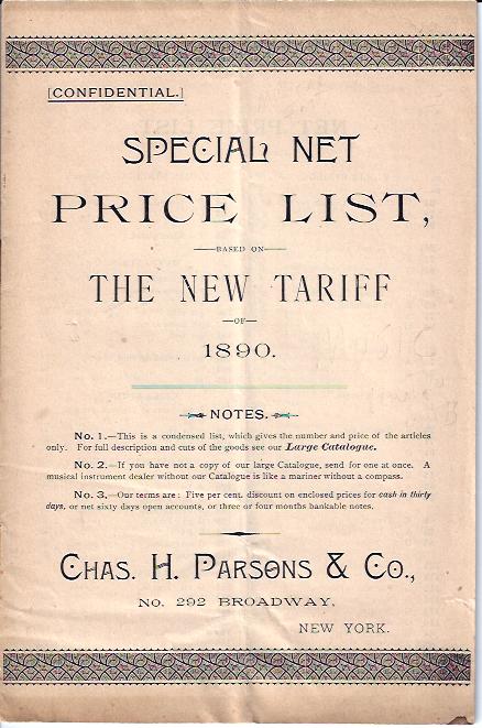 Chas. H. Parsons & Co. Special Net Price List :The New Tariff, 1890
