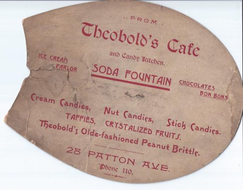 Theobold's Cafe and Candy Kitchen Advertising Fan