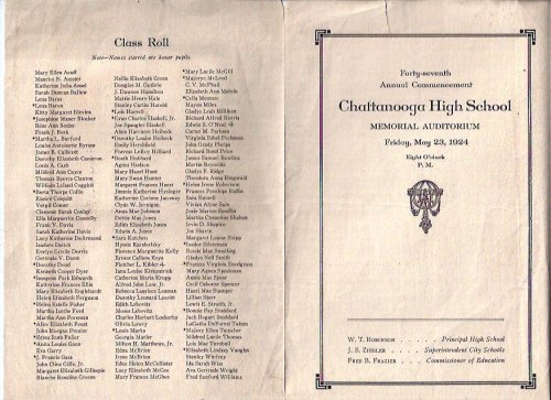 Forty-Seventh Annual Commencment Chattanooga High School