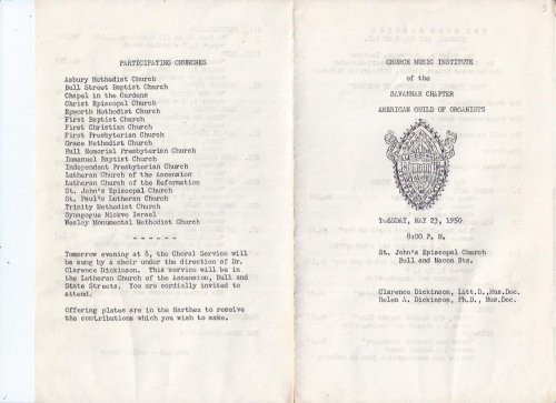 Program, Church Music Institute of the Savannah Chapter American Guild of Organists : Hymn Service