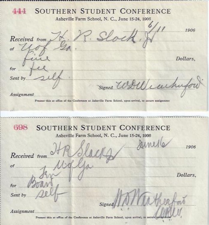 W. D. Weatherford Autograph on Asheville Farm School Form