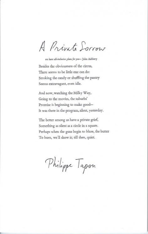 A Private Sorrow -- Broadside
