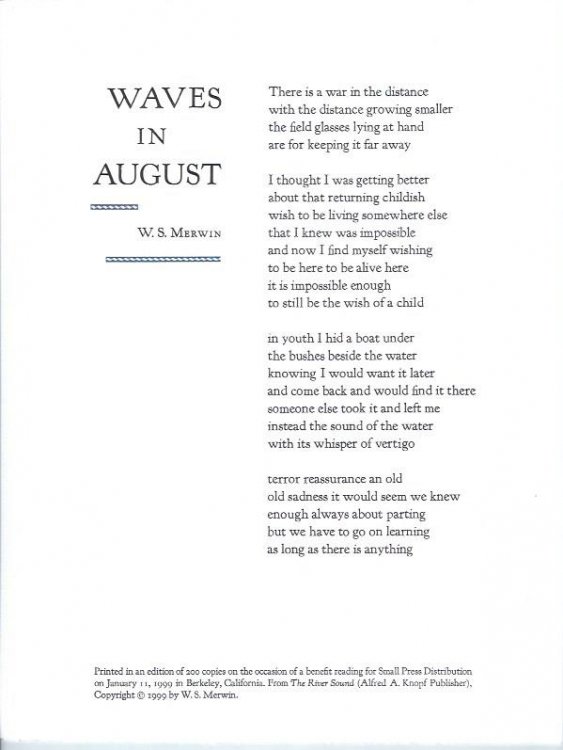 Waves in August -- Broadside