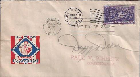 Autograph of First Day Cover : Baseball Centennial, 1939