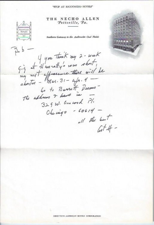 Art Hodes - Autographed Letter