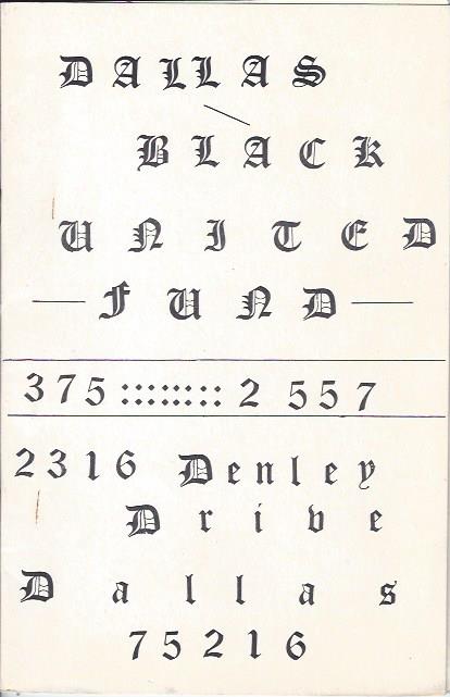 Dallas Black United Fund Brochure