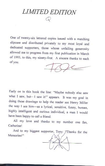 Henry Miller from Tropic of Cancer, Previously Unpublished Sections