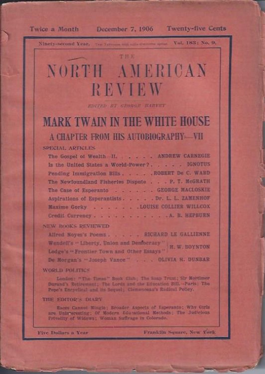 Mark Twain in the White House : A Chapter from His Autobiography -- VII -- in The North American Review, December 7, 1906