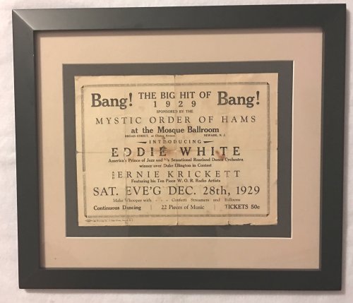 Broadside for Dance 1929 Newark NJ Mystic Order of Hams