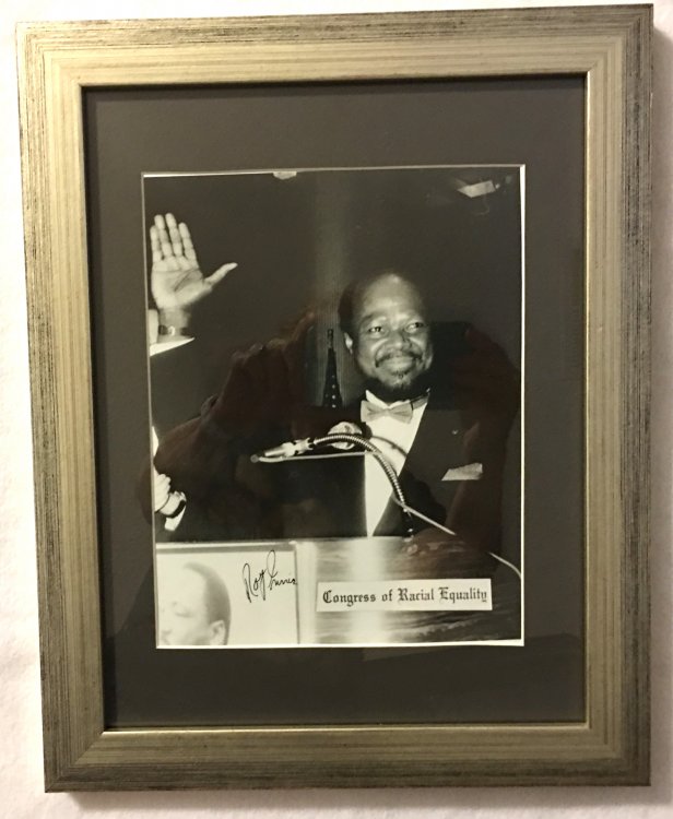 Autograph of Roy Innis on Photo, framed.