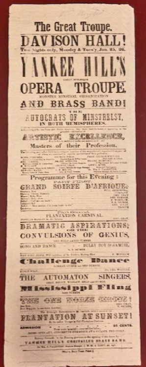 Yankee Hill's Opera Troupe Broadside Elmira, New York