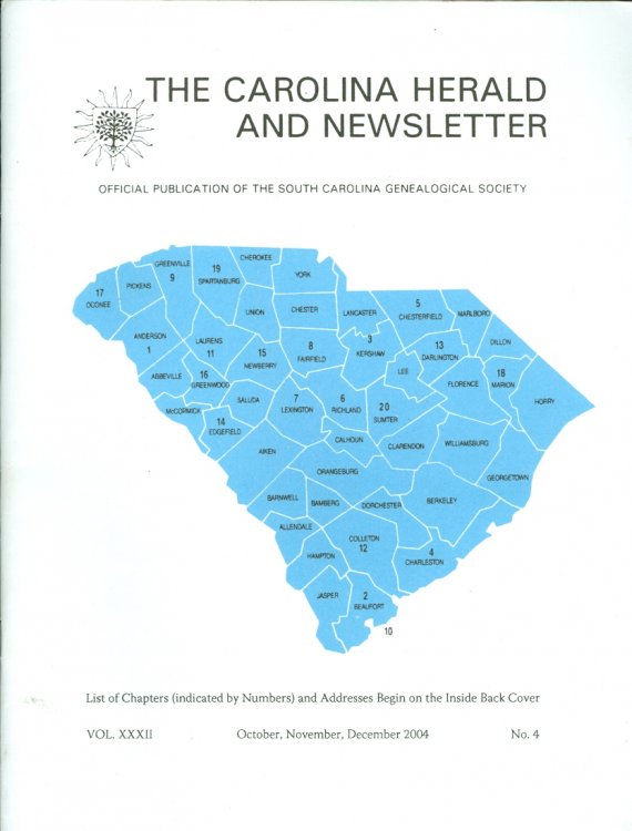 The Carolina Herald and Newsletter Official Publication of the South Carolina Genealogical Society