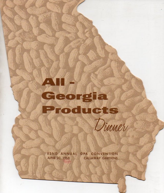 All-Georgia Products Dinner 82nd Annual GPA Convention June 20, 1968, Callaway Gardens