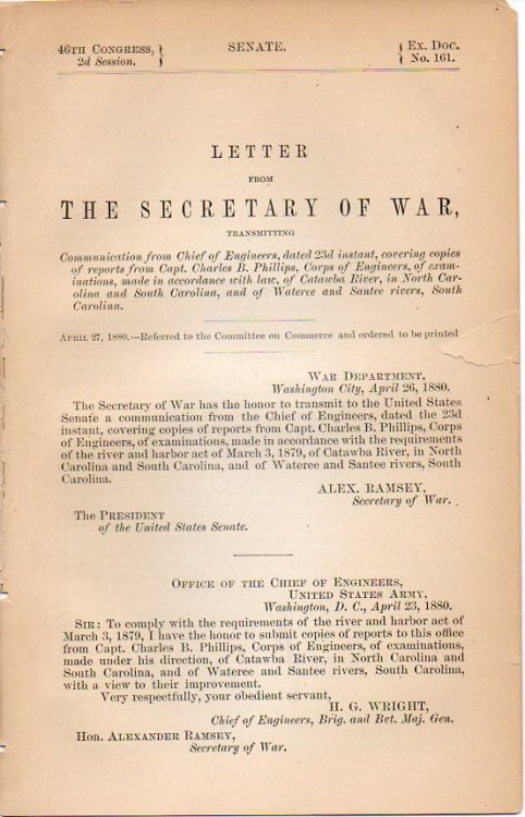 U. S. Senate Document, 46th Congress, 2nd Session , Ex. Doc. #161 (Concerning South Carolina Rivers)