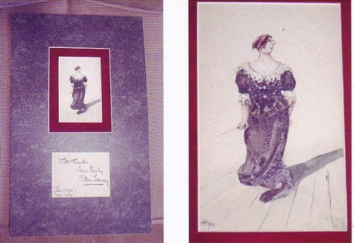 Watercolor Postcard Portrait of Ellen Terry, with Signature