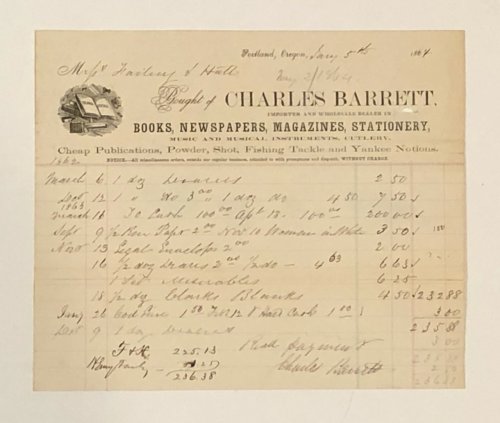 Bought of Charles Barrett: Importer and Wholesale Dealer in Books, Newspapers, Magazines