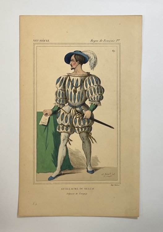 Hand Colored Engraving of Guillaume du Bellay
