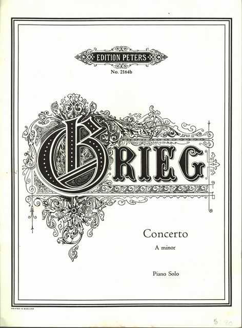 Grieg: Concerto A Minor Piano Solo [Edition Peters No. 2164b]