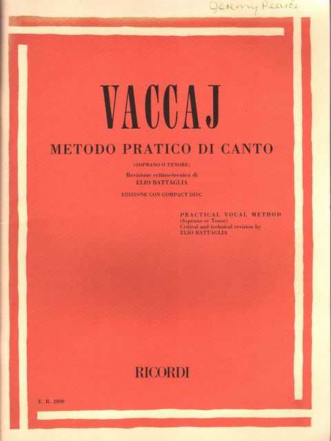 Metodo Practico Di Canto - Soprano o Tenore - Practical Vocal Method Soprano or Tenor