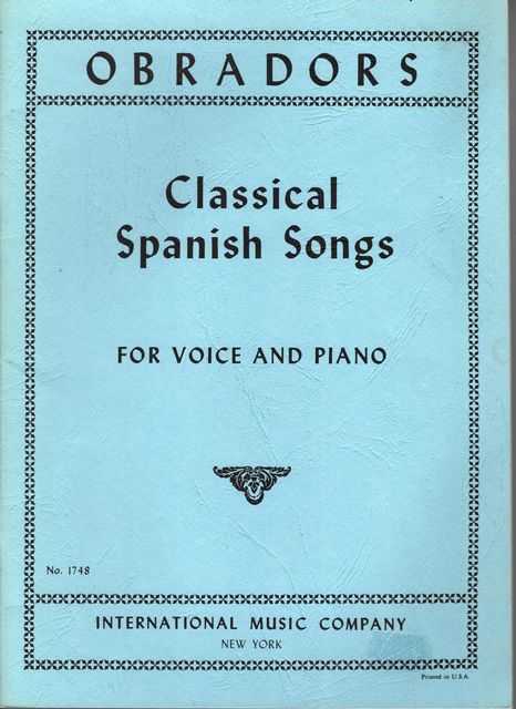 Classical Spanish Songs For Voice and Piano No. 1748