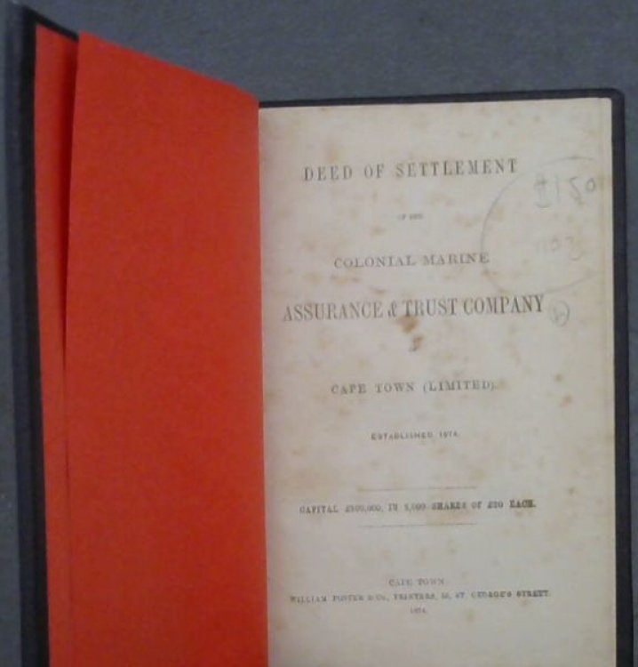 Deed of Settlement of the Colonial Marine Assurance & Trust Company