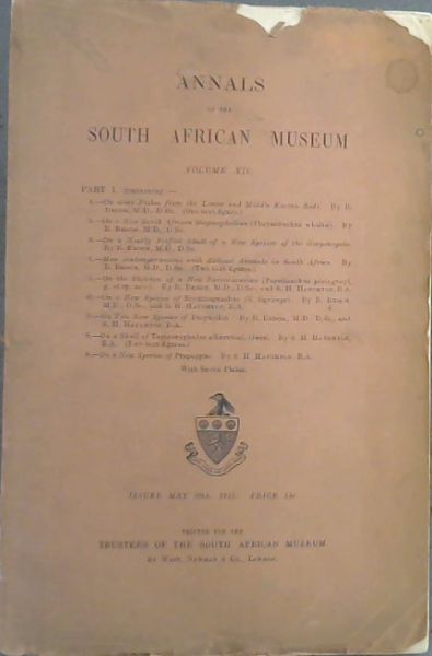 Annals of the South African Museum Volume 12, part 1